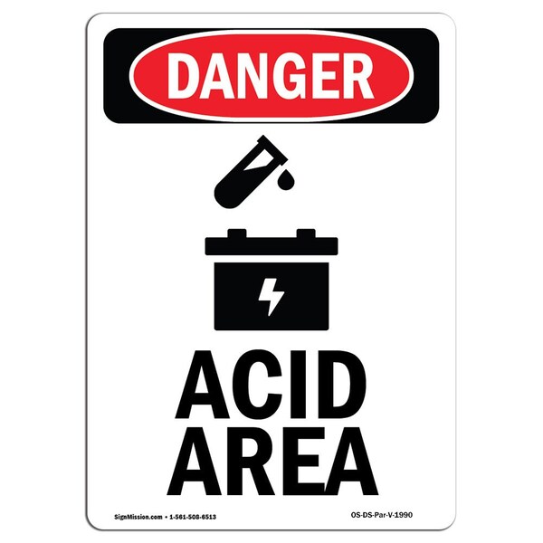 Signmission Safety Sign, OSHA Danger, 10" Height, Portrait, D-V-1990 OS-DS-D-710-V-1990 - main